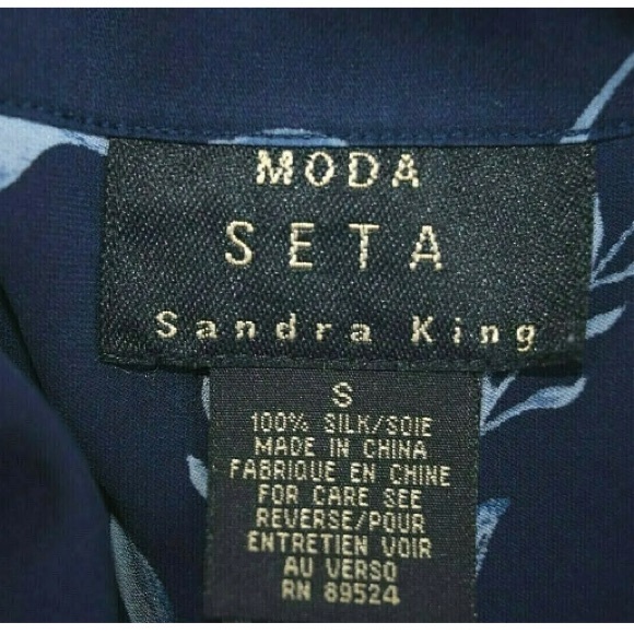 Moda Seta Sandra King 100% Silk Blue Button Front Blouse Tunic Top, Sz S - Picture 6 of 10